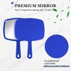 3 Pieces Hand Mirror Handheld Cosmetic Mirror with Handle, Makeup Hand Mirror Hairdressers Paddle Mirror Portable Vanity Mirror for Travel, Home and Salon Use (Red, Black, Blue, 9.17 x 6.53 Inch)