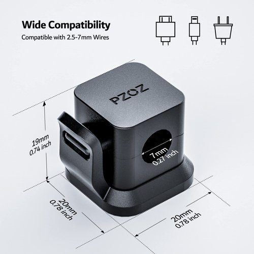 PZOZ 6 Pack Cord Organizer, Adhesive Charger Cable Clips, Wire Holder Keeper Organizer, Charging USB Cable Management for Home Office Desk Phone Car Wall Desktop Nightstand (Black)