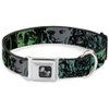 Buckle-Down Seatbelt Buckle Dog Collar - Retro Monster Aqua/Black - 1" Wide - Fits 11-17" Neck - Medium