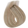 Sunny Hair Beaded Weft Hair Extensions Human Hair 50G Micro Bead Weft Hair Extensions Real Human Hair Straight Weft Hair Extensions with Micro Beads Easy Weft Ash Blonde with Bleach Blonde 20 inch