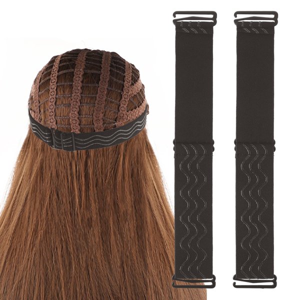 ZEYIYER 2PCS Elastic Bands for Wig, 1.18 Inch Wig Band for Glueless Wig, Adjustable Wig Bands No Slip Silicone Strips Wig Grip Band with Buckles, Wig Strap to Secure Wig, Removable Wig Accessories