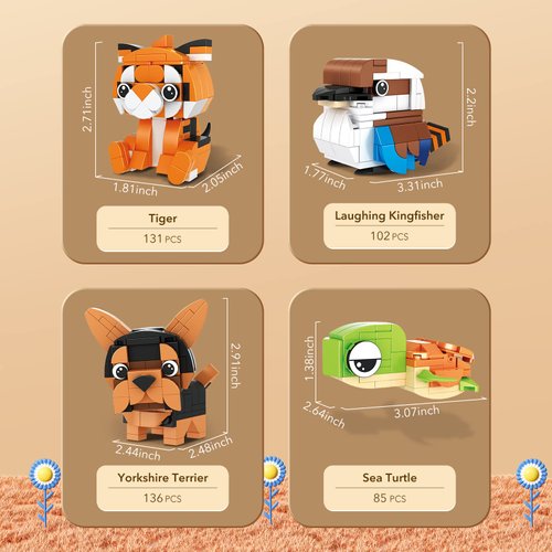 Kimiangel Party Favors for Kids, 12 Pack Mini Animals Building Blocks Sets for Goodie Bags, Prize Box Toys for Kids, Fillers, Prizes, Christmas Birthday STEM Educational Brick Kits(1222 Pcs)