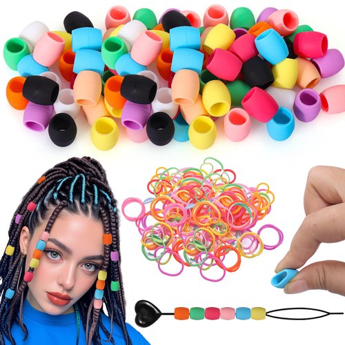 AIERSA Silicone Hair Beads for Kids Girls Braids, 50pcs Soft Colorful Pony beads Bulk for Kids Girls Women Hair Accessories for Braids