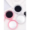 Saycker 3pcs Portable Folding Hair Brush with Mirror,Foldable Travel Mirror Hair Brushes Round Pocket Hair Brush Mini Hair Massage Comb Compact Hair Brush for Men Women and Girls(Black+White+Pink)