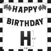 PANRRPERS Red Race Car Party Banners Happy Birthday Banners Car Theme Checkered Garlands Banners Racing Car Birthday Decorations Party Supplies (Glitter Black)