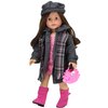 Sophia's 4 Piece Winter Pea Coat, Scarf, Hat and Boots Set for 18'' Dolls, Gray/Pink