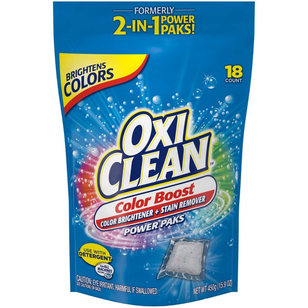 OxiClean Color Boost Color Brightener plus Stain Remover Power Paks, 18 Count