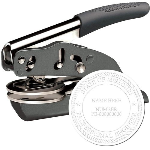 Licensed Professional Engineer Seal for Missouri, Grey Soft Seal, 1-1/2 Seal Reach, State Board Approved, Soft Grip for Comfort, Portable and Easy to Use