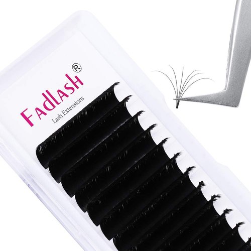 Mega Volume Lash Extensions 0.03mm Self Fanning Lashes D Curl 19mm Easy Fan Lash Extensions 5D 7D 10D Automatic Blooming Eyelashes (0.03-D, 19mm)