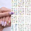 Vezocim Nail Art Stickers Decals, Holographic Flower Nail Water Transfer Decal Designs, Spring Flora Leaf Dragonfly Nail Sticker Acrylic Supplies for Women Girls Manicure Tips Decorations(BN1753-1764)
