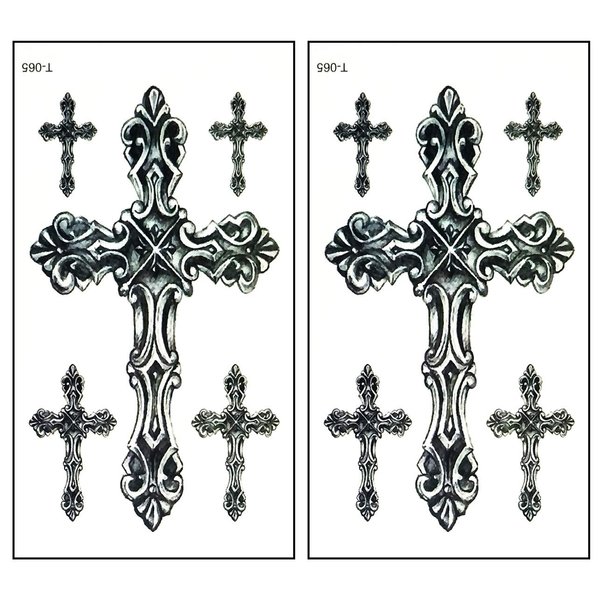 Mini Tattoos 2 Sheets Cross Cartoon Tattoos Art Stickers Waterproof Temporary Painting Make up Sexy Body Fake Tattoo for Men Women Teens (13)