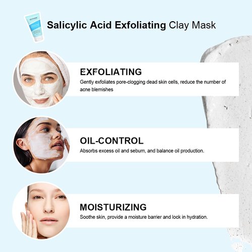 Neutriherbs Salicylic Acid Clay Mask, Hyaluronic Acid Clay Mud Mask, Purify Skin, Remove Dead Skin And Unclogged Pores, Face Mask For Oily & Acne Prone Skin - 3.5 Oz