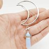 Andelaisi Boho Moon Hair Clip Vintage Hollow Crescent Hairclip Natural Stone Pendant Hairpin Hexagonal Crystal Drop Hair Barrette Clip Hair Accessory for Women and Girls Headdress