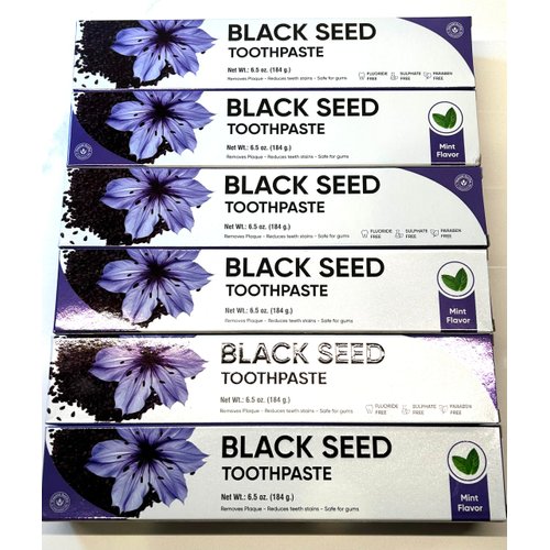 Yunani Herbs Fluoride Free Paraben Free Anti-inflammatory Cavity Protection Black Seed Toothpaste-6 Pack of 6.5 oz Tubes Clean Mint 100% Natural