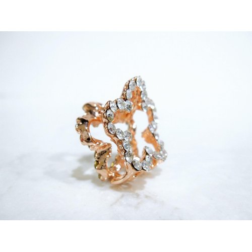 Generic Small mini rose gold flower shaped hair claw clip with crystals