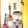 Keebofly Guitar Wall Mount,2 Pack Guitar Wall Hanger Holder Guitar Hanger Shelf with Pick Holder Wood Guitar Rack for Acoustic or Electric Guitar,Ukulele,Bass,Mandolin Brown,[Patented]
