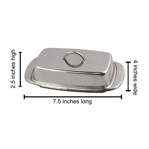 Cuisinox Stainless Steel Butter Dish with Lid, 4" x 7.5"
