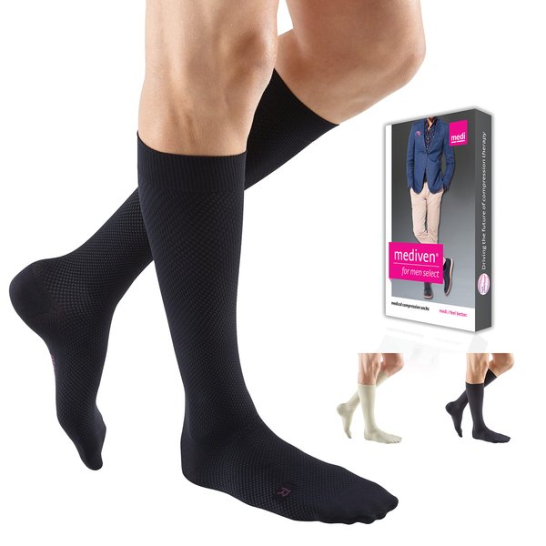 mediven for Men Select 15-20 mmHg Compression Dress Socks, Black III Tall