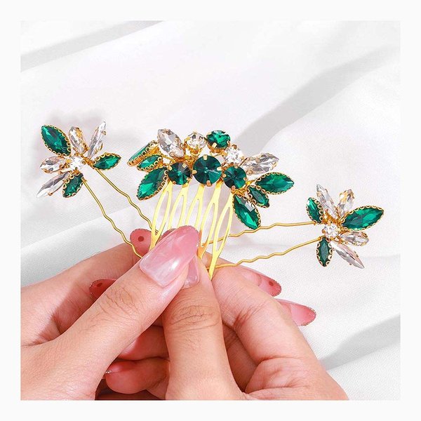 Yokawe Bridal Wedding Hair Comb Gold Rhineston Bride Side Combs Crystal Hair Accessories for Women and Girls