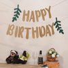 Yellow(Brown) Happy Birthday Banner for Adults, Ecofriendly Reusable 15pcs Happy Birthday Centerpieces Banner for Party Supplies, Paper Flag Decor for Kids Girls Women Birthday