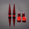 50pcs Ear Stretching Kit Silicone Tunnels Acrylic Tapers & Plugs 14G-00G Gauges Set Expanders for Women Men Body Piercing Jewelry, Red