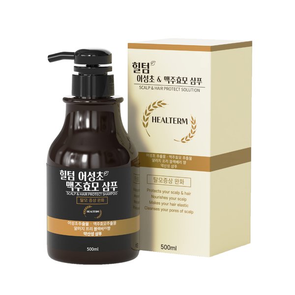 HEALTERM Anti-Hair Loss Shampoo with Houttuynia Cordata (387,000ppm) & German Beer Yeast (70,000ppm), 16.9 fl oz (500ml)