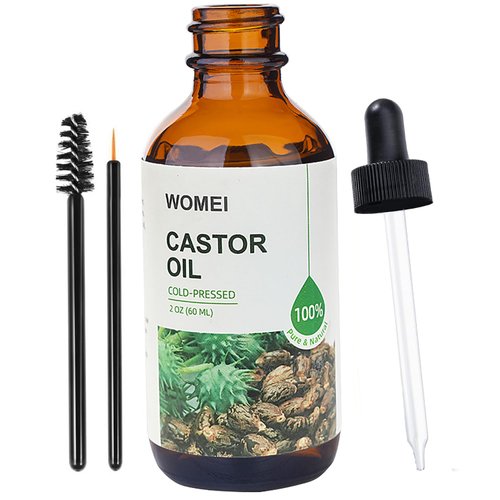 WOMEI Castor Oil Organic Cold Pressed Unrefined,100% Pure,Cold Pressed,Jamaican Black Castor Oil for Hair Growth, eyelashes and eyebrows,Skin Moisturizer & Hair Treatment,2oz(60ml)