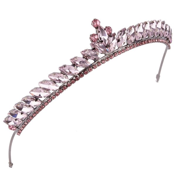 Women's Tiara-Crown for Henna Wedding Party | Glitter Hair Accessories for Bridal Birthday Pageant Prom Halloween Costume Christmas Party, Princess Crowns | Slim Design - Pink