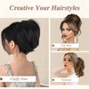 SEGO Claw Clip Messy Bun Hair Piece Short Ponytail Extension With 4 Bendable Metals DIY Synthetic Fake Hair Bun For Women 8 Inch-#10B Medium Brown