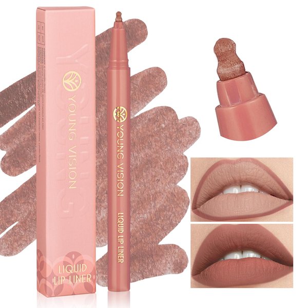 YOUNG VISION Gourd-Shaped Precision Liquid Lipstick & Lipliner - Nude Matte Shades