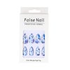 Rilafuvu Press on Nails Almond Fake Nails Short False Nail Blue and White Porcelain Acrylic Nails Full Cover Glue on Nails Glossy Stick on Nails Floral Acrylic Press on Nails Cute/lovely 24Pcs-12Sizes