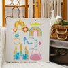 FINGERINSPIRE 4 Pcs Fantasy Stencils Template 11.7x8.3" Single Horn Horse Castles Drawing Painting Magic Princess Flower Reusable Stencils for Wood, Floor, Wall and Tile
