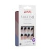 KISS Voguish Fantasy Press On Nails, Nail glue included, Magnifique', Black, Medium Size, Almond Shape, Includes 28 Nails, 2g glue, 1 Manicure Stick, 1 Mini File