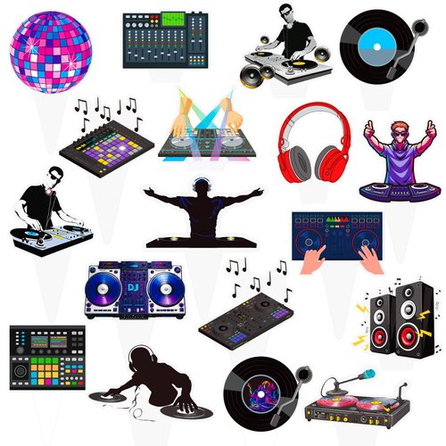 DJ Party Cupcake Toppers DJ Birthday Party Decorations 48PCS Disco DJ Cupcake Picks Hip Hop Music Cake Decorations for Rock DJ Lover Party Supplies