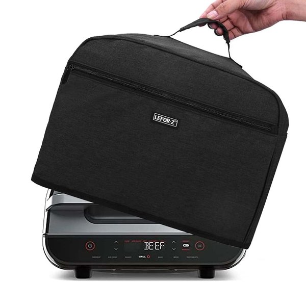 LEFOR·Z Grill Cover, Water Resistant Nylon, Compatible with Ninja FG551/DG551 Foodi Smart XL, 6 Storage Pockets, Black