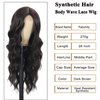 Fabunity Synthetic Lace Front Body Wave Middle Part Wig 28 Inch Lace Front Wigs Dark Brown Long Colored Wigs for Women (Dark Brown)