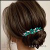 Foyte Crystal Bride Wedding Hair Comb Rhinestone Headpieces Leaf Side Hair Combs for Women and Girls (Green)