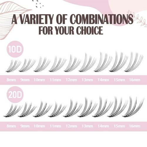 FLOMAZE 20D Lash Clusters, Individual Lashes 240pcs Faux Mink Lash Clusters Natural Handmade Cluster Eyelash Extensions C Curl 0.07mm Thickness False Lashes (10/11/12/13/14mm)