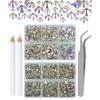 LPBeads 6000 Pieces Clear AB Non Hotfix Rhinestones 6 Sizes Round Crystal Glass Flat Back Rhinestones with Tweezers and Picking Pen for Nail Art Crafts Clothes Bags DIY