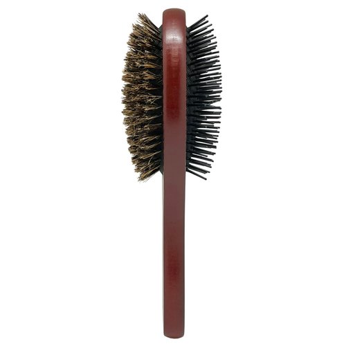 Donna Double Sided Styling Brush for Women - 100% Boar Bristles, Cushioned Wooden Detangling Brush for Wet Hair