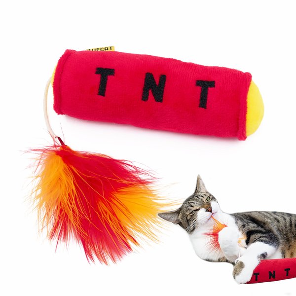 Cat Toys TNT, Cat Toys for Indoor Cats, Kitten Toys, Catnip Toys for Cats of All Breeds with Dangle Feathers and Jingle Sound - Kicking, Biting, Chewing