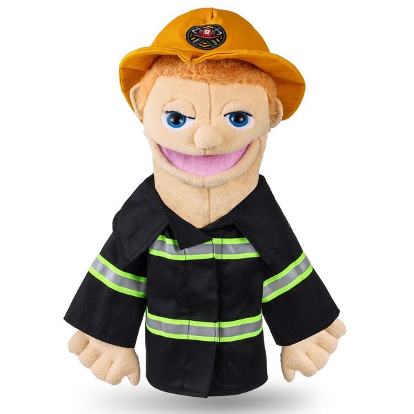 Role Play Hand Puppets Hand Plush Chef Doctor Fireman Pirate Detective Athlete Nurse Worker Hand Puppet Toys Puppets for Kids Storytelling Imaginative Pretend Play Teaching Preschool(Fireman)