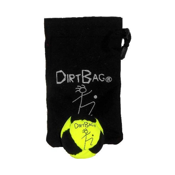 DIRTBAG Classic Footbag Hacky Sack with Pouch, Flying Clipper Original with Signature Carry Bag - Fluorescent Yellow/Black.
