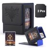 Komick MTG Commander Deck Box Emblem Embossed Logo with WIndow Display, PU Leather Card Storage Case Holds 100+ Double-Sleeved Cards, Magnetic Closure, Fits TCG, CCG, Magic Cards (Blue Skarn)