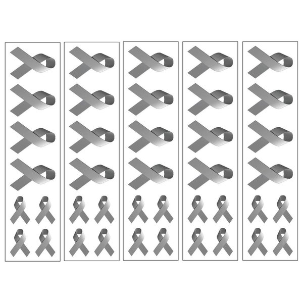 40 Gray/Grey Ribbon Temporary Tattoos: Brain Cancer Awareness Tattoo