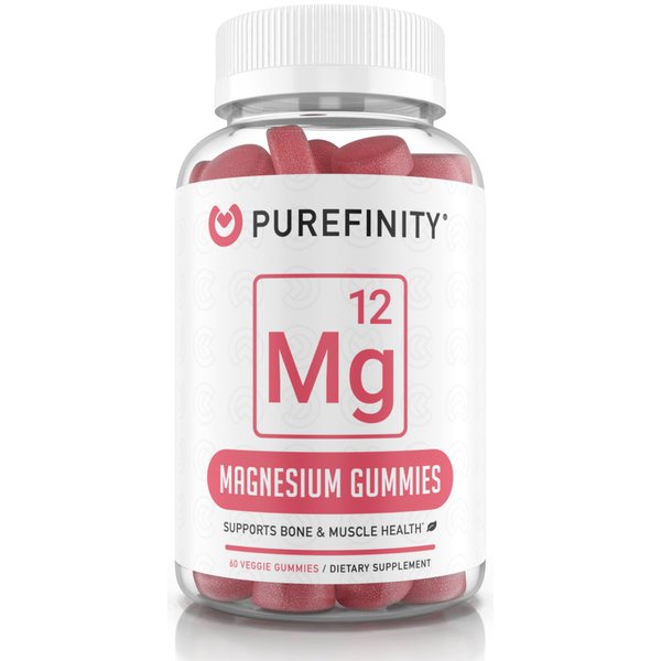 PUREFINITY Magnesium Gummies – 600mg Magnesium Citrate Gummy for Stress Relief, Cramp Defense & Recovery. High Absorption & Bioavailable – Vegan, Non-GMO & Allergen Free – 60 Gummies (1 Month Supply)