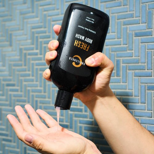 Challenger Men’s Fresh Body Wash, 16 Ounce | Exfoliating Cleanser with Aloe, Vitamin E, Tea Tree & Jojoba Oils | Moisturizing, Scrubbing Lather for Smooth, Strong Skin | Gentle Cleaning