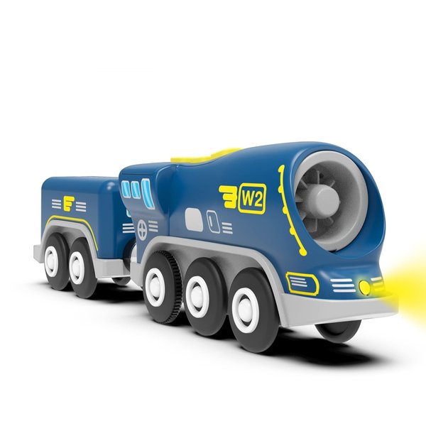 Z MAYABBO Battery Operated Locomotive Train for Wooden Tracks, Powerful Engine Toy Train Vehicle for Railway Track, Science Fiction Train Car Series Fit All Brands Railroad (Battery Not Included)