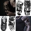 72 Sheets Half Sleeve Temporary Tattoos for Men Women Adults, Tiger Wolf Flower Skull Realistic Temporary Tattoo Stickers for Halloween, Black 3D Rose Animals Fake Tattoos
