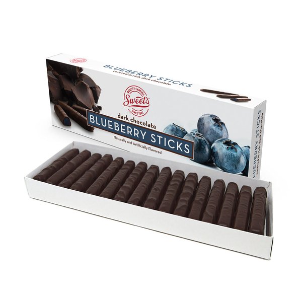 Sweet Candy Dark Chocolate Blueberry Sticks - Chocolate Covered Candy - Blueberry Flavor With Dark Chocolate Coating - Old Fashioned Sweet Treat - One (1) 10.5oz Box